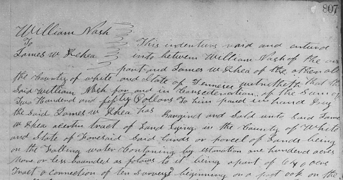 White County, TN Deed, Book T, Page 807, Image 1